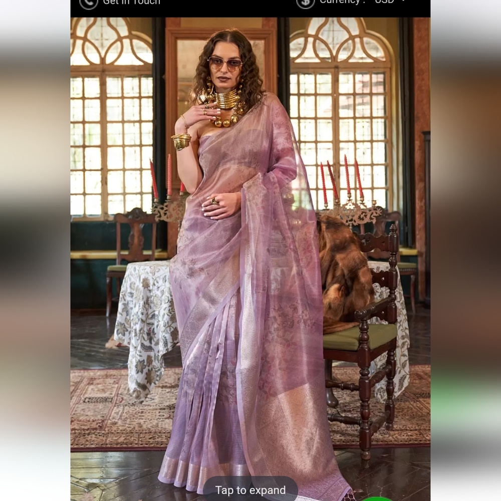Purple and Gold Organza SAREE